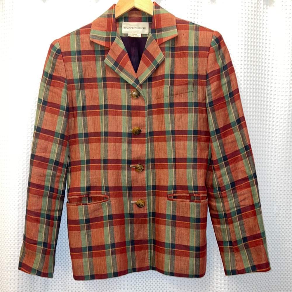 Evan Picone Vintage Plaid Blazer
